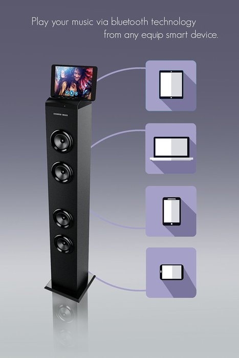 Sharper Image Bluetooth Tower Speaker with A Docking Station & FM Radio, 40" Tall Stereo Sound System N3