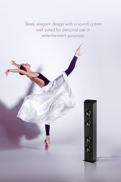 Sharper Image Bluetooth Tower Speaker with A Docking Station & FM Radio, 40" Tall Stereo Sound System N5