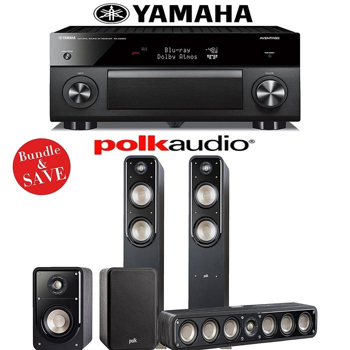 Yamaha RX-A2060BL AVENTAGE 9.2-Channel Network A/V Receiver + Polk Audio S55 + Polk Audio S35 + Polk Audio S15...