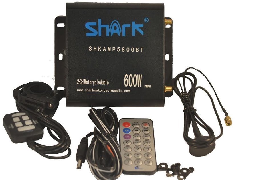 Shark SHKAMP5800BT6800 600 watt Bluetooth motorcycle marine audio system w/ 3.5 speakers + wired / wireless remote... N4