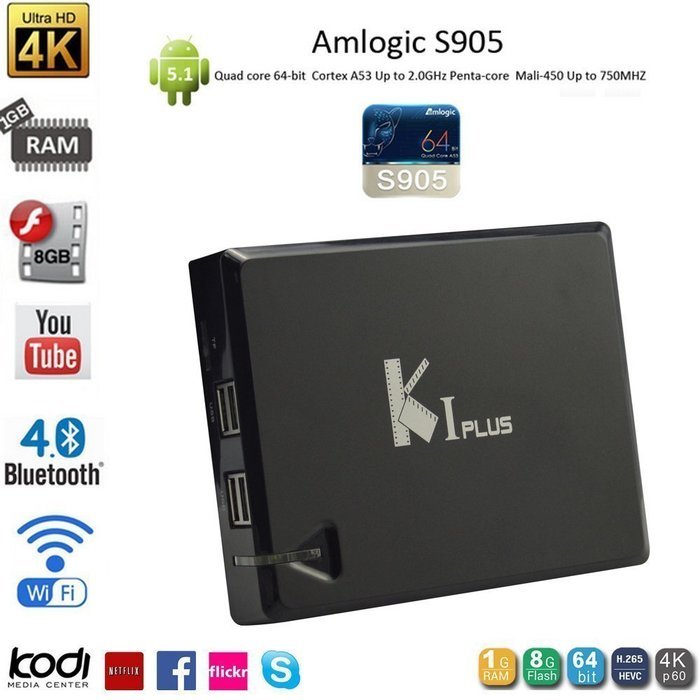 KI PLUS DVB T2+S2 Quad-core Android TV BOX 4K ULTBKHD 1G RAM 8G ROM 64bit 4 Core CPU Streaming Media Player With...