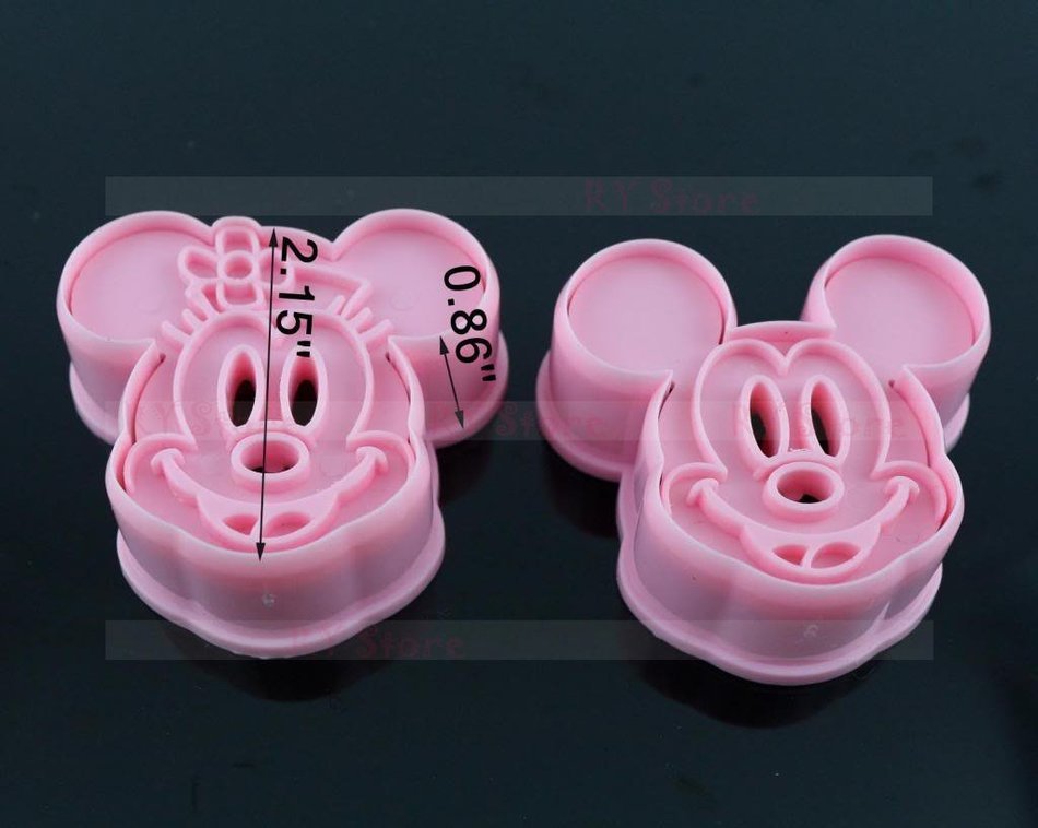 1 X niceeshop(TM) 1Set(2Pcs)-Cute Mickey/ Minnie Mouse Decorating Cookie Cutter-Pink N3
