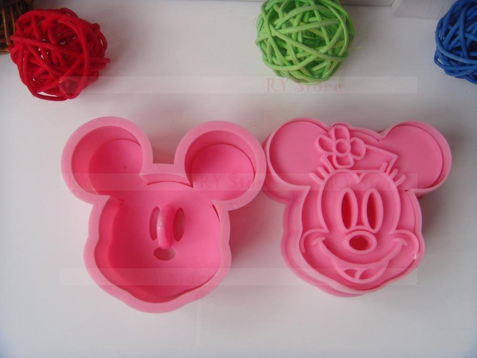 1 X niceeshop(TM) 1Set(2Pcs)-Cute Mickey/ Minnie Mouse Decorating Cookie Cutter-Pink N5