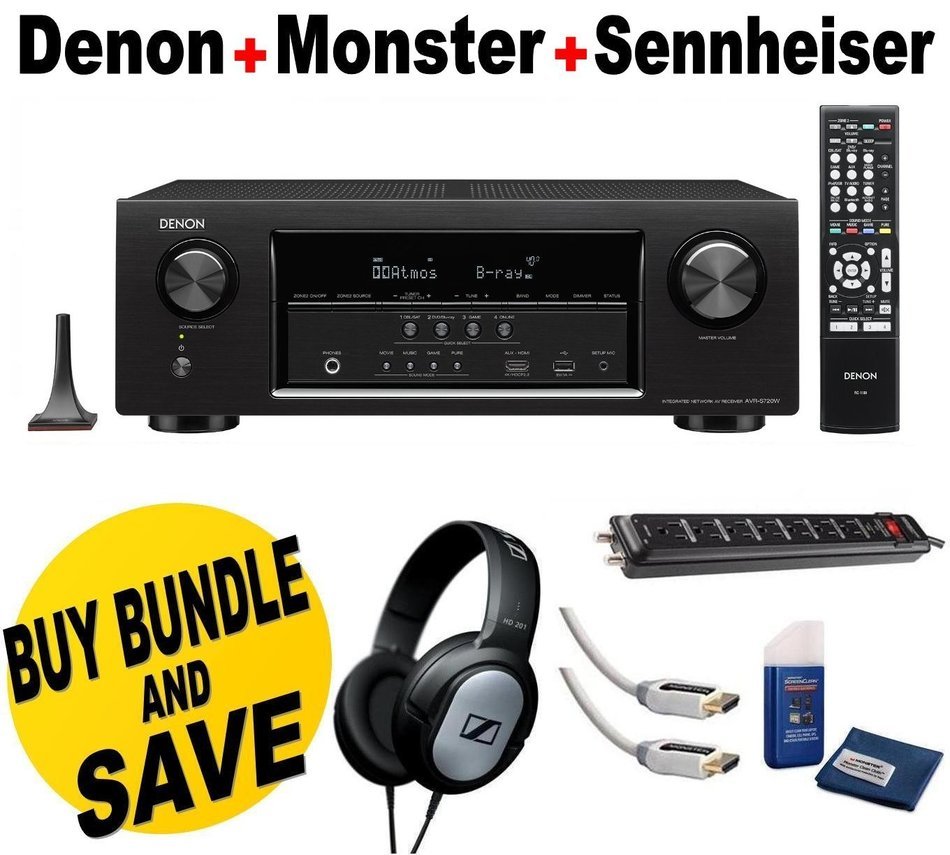 Denon AVR-S720W 7.2 Channel Full 4K Ultra HD AV Receiver with Built-In Wi-Fi & Bluetooth + Monster Home Theater...