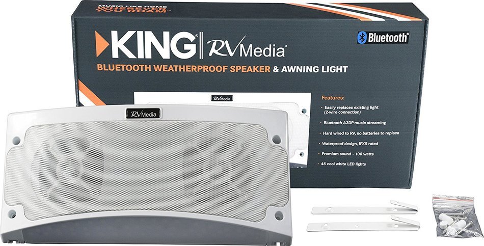 KING RVM2001 Premium Bluetooth Outdoor Speaker with Multi-Color LED Light and App Control - Black N10