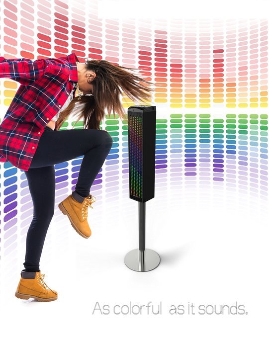 Sharper Image SBT1014BK Sound-Responsive Bluetooth Tower Speaker with Animated LED Lights (Black) N5