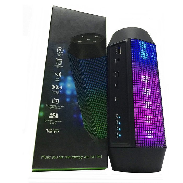 KZY 10W Hi-Fi Wireless LED Bluetooth Speaker Portable With Colorful Lighting and Power Bank NFC Pairing Support... N5