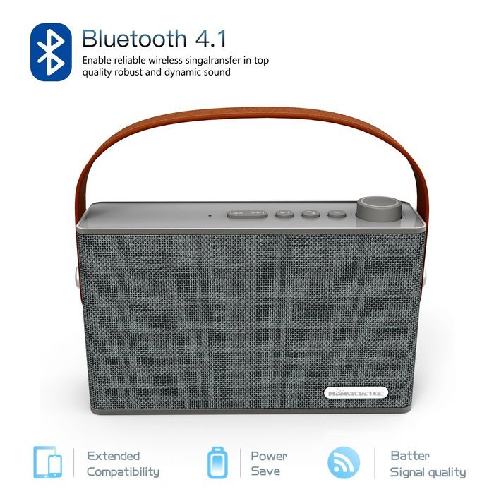 Monstercube Fabric Covered Bluetooth 4.1 Speaker with Leather Strap, 10W Output Power with Enhanced Bass, 3000mAh... N2