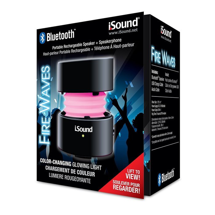 iSound Fire Waves Bluetooth Speaker with microphone and changing LED light effects (black) N3