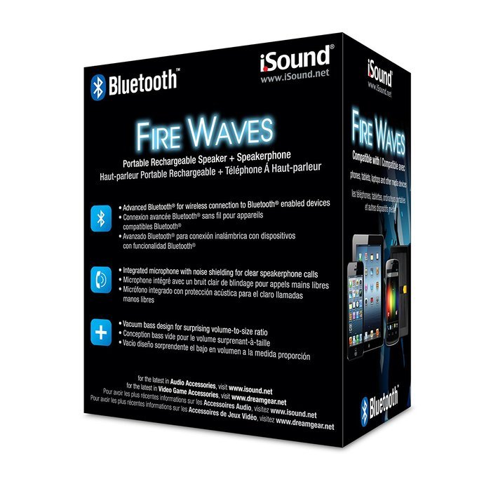 iSound Fire Waves Bluetooth Speaker with microphone and changing LED light effects (black) N4