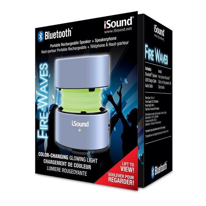 iSound Fire Waves Bluetooth Speaker with microphone and changing LED light effects (black) N8