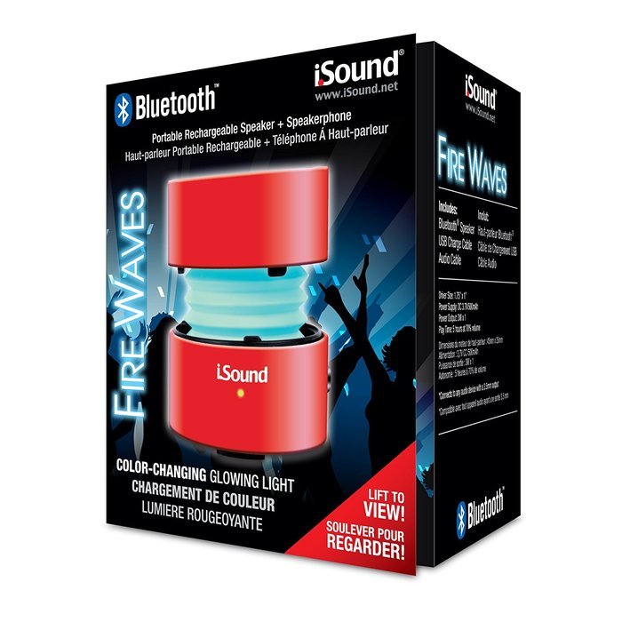 iSound Fire Waves Bluetooth Speaker with microphone and changing LED light effects (black) N12