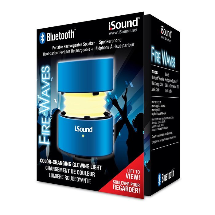 iSound Fire Waves Bluetooth Speaker with microphone and changing LED light effects (black) N20