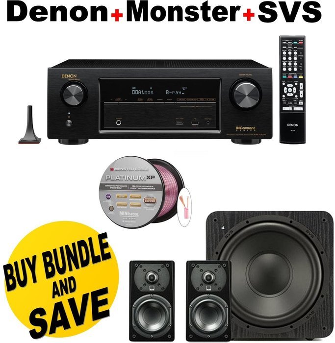 Denon AVR-X1200W 7.2 Channel Full 4K Ultra HD A/V Receiver with Bluetooth and Wi-Fi + SVS Prime Satellite 2.1...