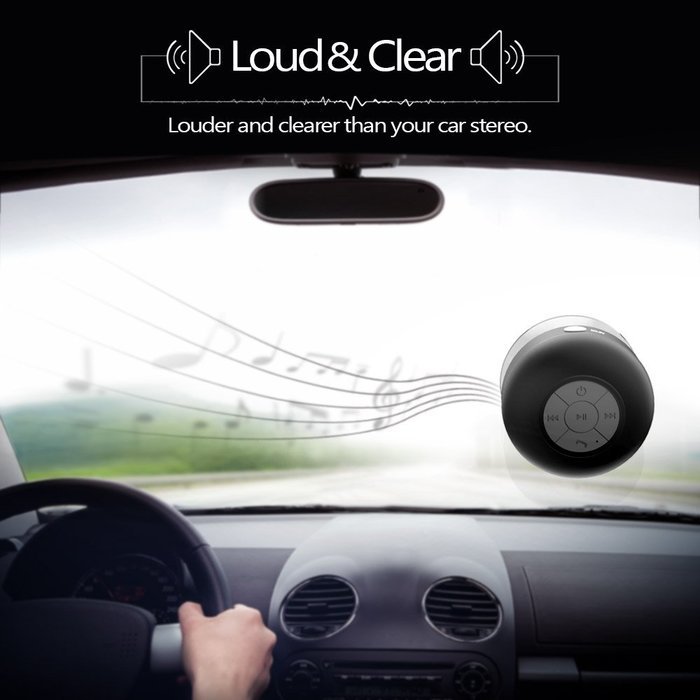 JEMMA Waterproof Bluetooth Speaker Wireless Shower Portable Hand-Free Call with Mic (Black) N6