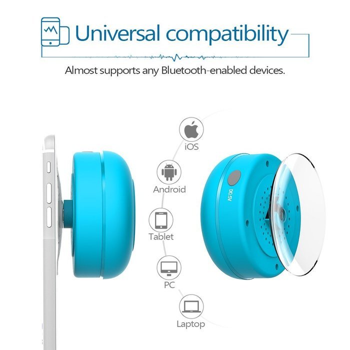 JEMMA Waterproof Bluetooth Speaker Wireless Shower Portable Hand-Free Call with Mic (Black) N10