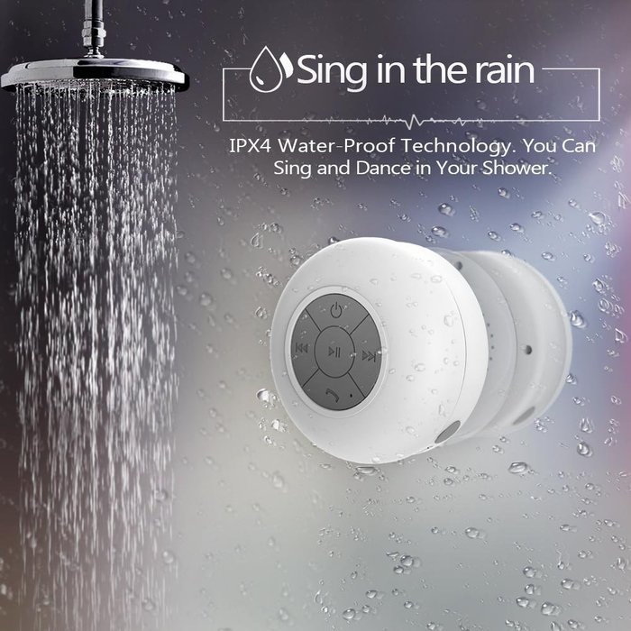 JEMMA Waterproof Bluetooth Speaker Wireless Shower Portable Hand-Free Call with Mic (Black) N16