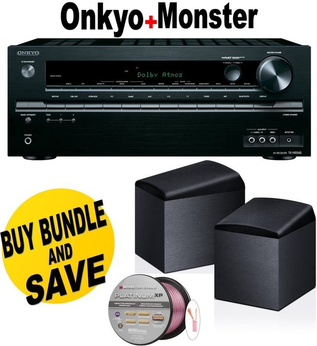 Onkyo TX-NR545 7.2-Channel Network A/V Receiver + Onkyo SKH-410 Dolby Atmos-Enabled Speaker System (Set of 2)...