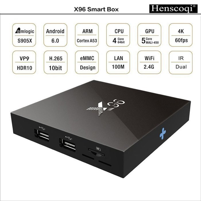 Henscoqi X96 Android 6.0 Marshmallow Kodi 16.1 Amlogic S905X Quad Core 4k 60fps VP9 H.265 TV Box Streaming Media... N2