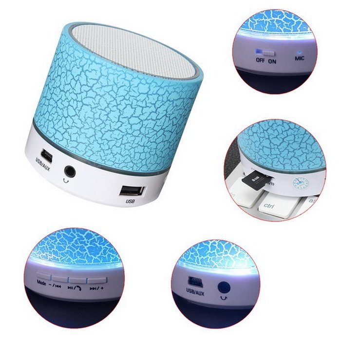 ANRANK BS63570AK Super Bass Mini Portable Bluetooth Wireless Speaker with LED and Build-in Mic Support AUX TF... N12