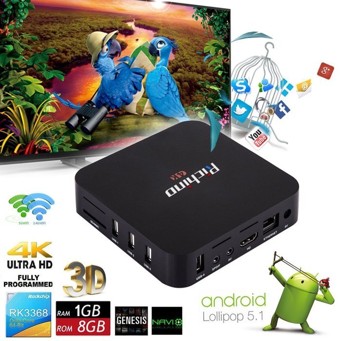 2016 New Richino MX Pro Amlogic S905 Kodi 16.0 Android Tv Box 8G ROM + 1G RAM (DDR3) Fully Loaded 1080p Quad Core...