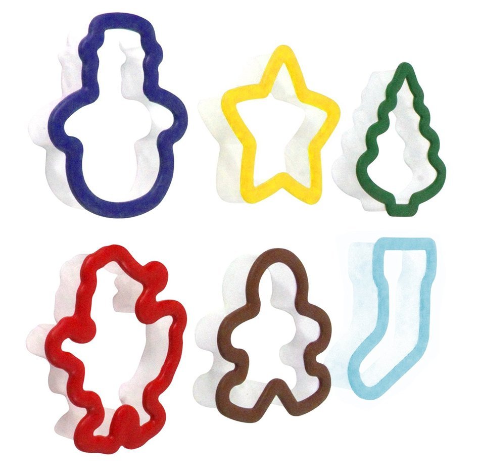 WILTON Grippy Cookie Cutter Set Of 6 - Christmas - New Colors N2