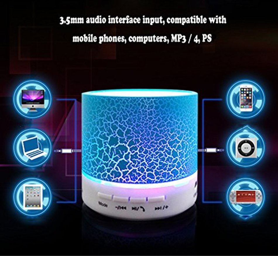 Smileto Mini Portable Wireless Bluetooth Speaker With coloful LED Ligths Bass Speaker Driver for iPhone iPad Smart... N4