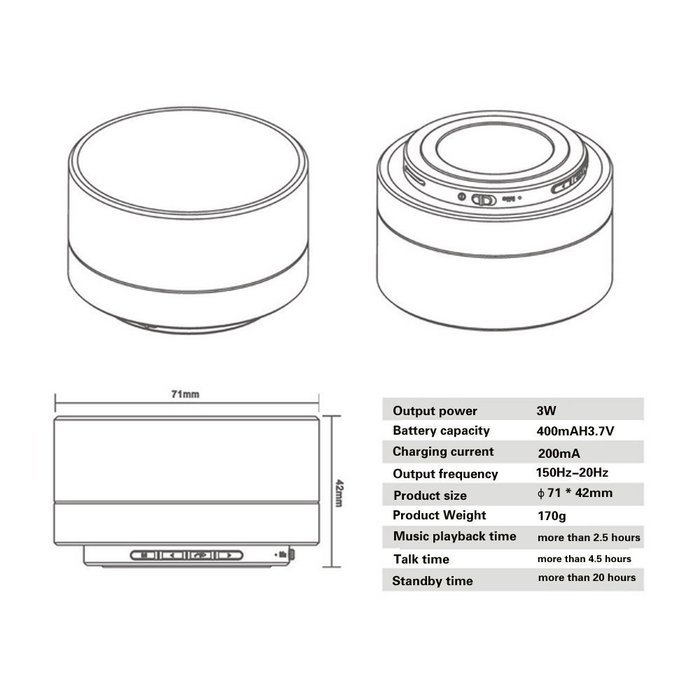 Basse Portable Bluetooth Speakers - Super Bass Mini Metal Wireless Speaker System For iPhone, Car, TV, Outdoors... N8
