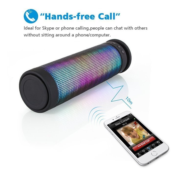 TEKIMBE Cylindrical Portable Wireless Bluetooth 4.0 Speaker LED Light Visual Display Mode Powerful Sound Built-in... N2