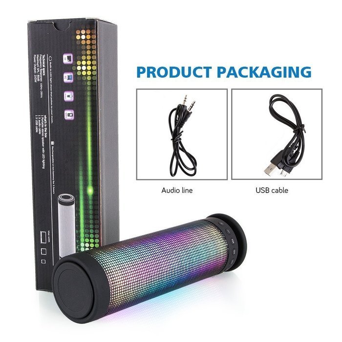 TEKIMBE Cylindrical Portable Wireless Bluetooth 4.0 Speaker LED Light Visual Display Mode Powerful Sound Built-in... N7