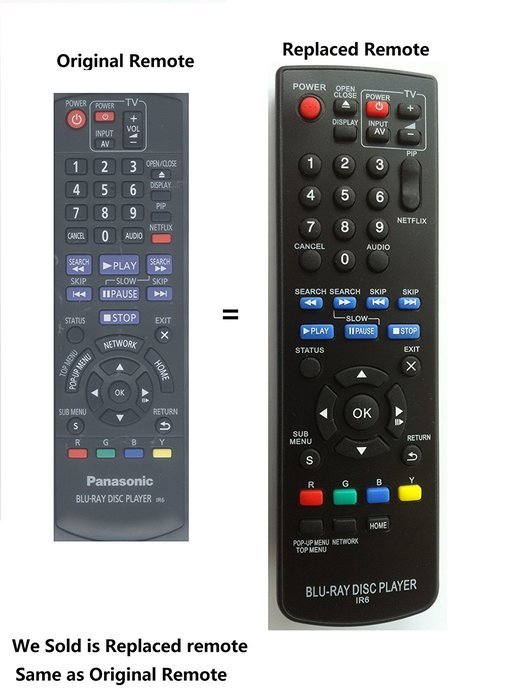 New Generic Panasonic- Replaced Blu-ray Disc DVD Player Remote Ir6 (N2qayb000574 N2qayb000575 N2qayb000883) Fit...