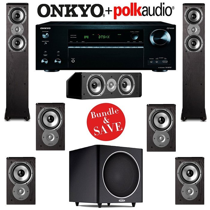 Polk Audio TSi 300 7.1 Home Theater Speaker System with Onkyo TX-NR757 7.2-Ch Network AV Receiver