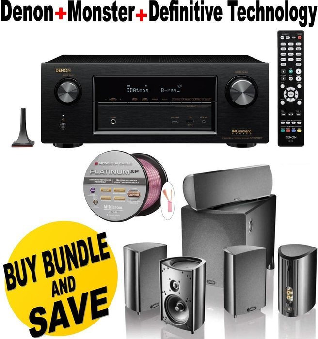 Denon AVRX2200W 7.2 Channel Full 4K Ultra HD A/V Receiver with Bluetooth and Wi-Fi + Definitive Technology ProCinema...