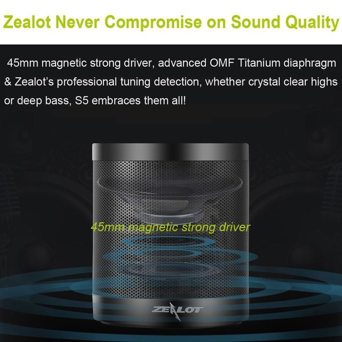 Zealot S5 Portable Bluetooth Speakers Mini Wireless Music Player via Micro SD Card/USB Reader/FM Radio Loud Super... N3