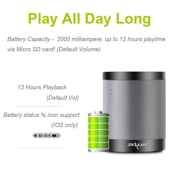 Zealot S5 Portable Bluetooth Speakers Mini Wireless Music Player via Micro SD Card/USB Reader/FM Radio Loud Super... N14