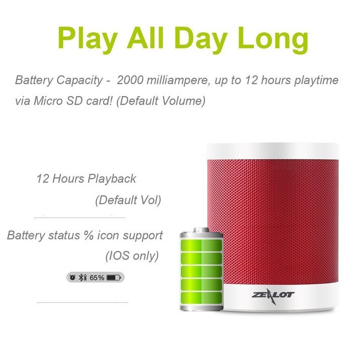 Zealot S5 Portable Bluetooth Speakers Mini Wireless Music Player via Micro SD Card/USB Reader/FM Radio Loud Super... N16