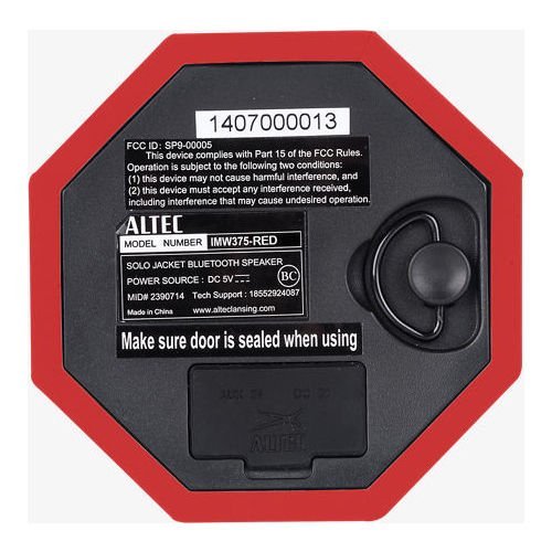Altec Lansing IMW375-RED Solo Jacket Bluetooth IPX67 Waterproof/Sandproof Speaker, Red N4