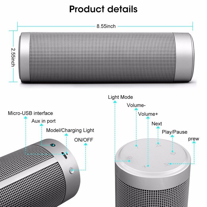 Bluetooth V4.0 Speaker, ELEGIANT Wireless Portable Speaker with Advanced Bass Enhancement Technology, Built-in... N13