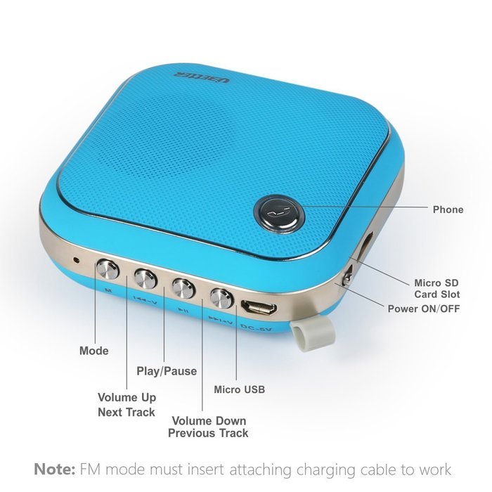 Sport Speaker, Ubetter Outdoor Portable Bluetooth 3.0 Speaker with Enhanced Bass and Built-In Microphone (Blue) N3