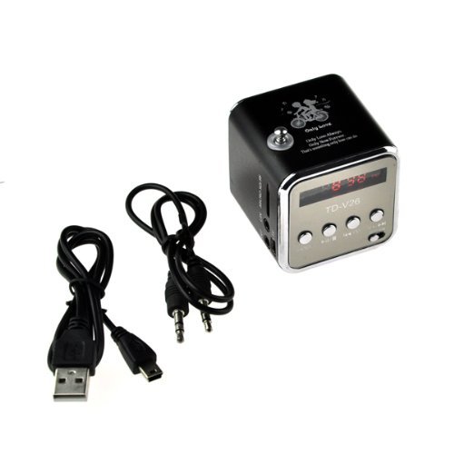 Generic TD-V26 Mini Portable Aluminum Alloy USB Speaker Sound Amplifier Box FM Radio Support TF/SD Card &uml;CBlack N4