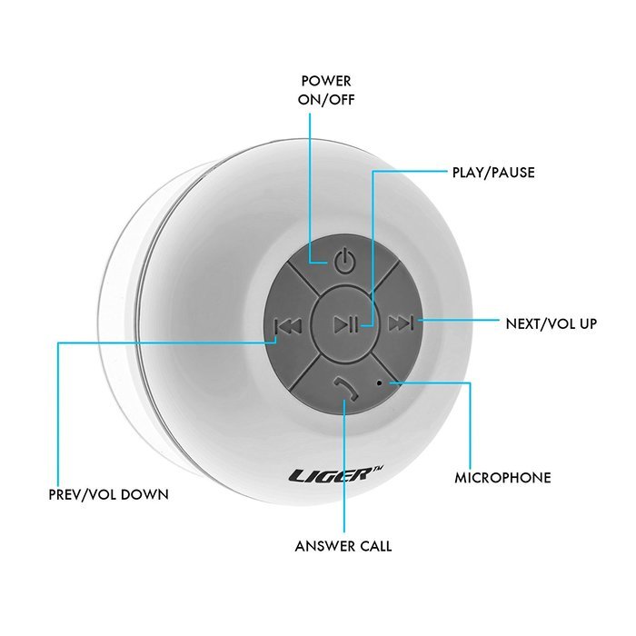 Waterproof Shower Speaker, Liger Waterproof Wireless Bluetooth Shower Speaker & Hands-free Speakerphone - Exclusive... N5