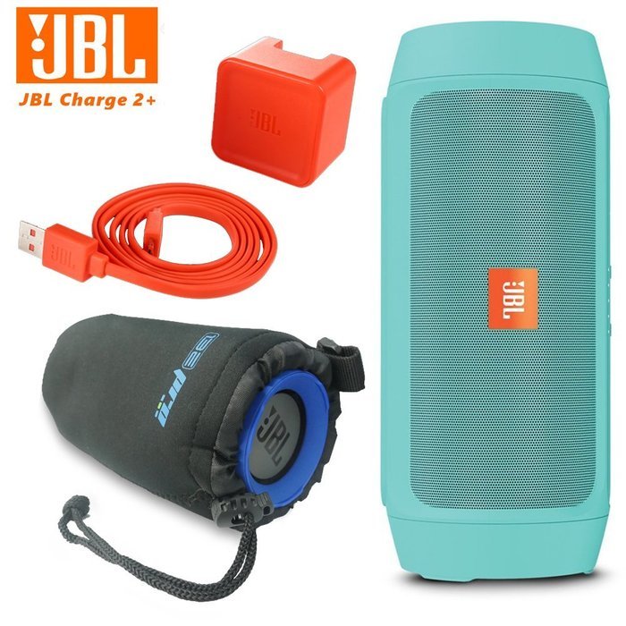 JBL Charge 2 Plus Splashproof Portable Bluetooth Speaker (Blue) + I3ePro Water Resistant Carry Pouch N3