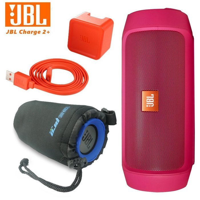 JBL Charge 2 Plus Splashproof Portable Bluetooth Speaker (Blue) + I3ePro Water Resistant Carry Pouch N7