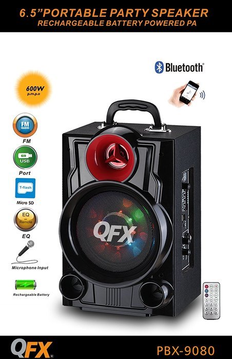 QFX PBX-9080 Battery Powered Portable Bluetooth Speaker N2