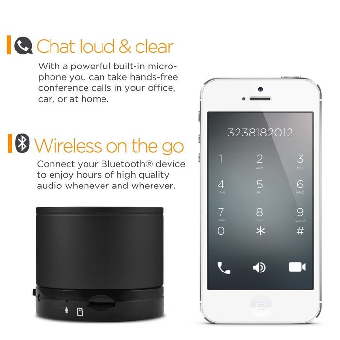 Ematic Bluetooth Wireless Speaker & Speakerphone Set with Car/Wall Charger, Lightning Cable for iPhone, iPad N4