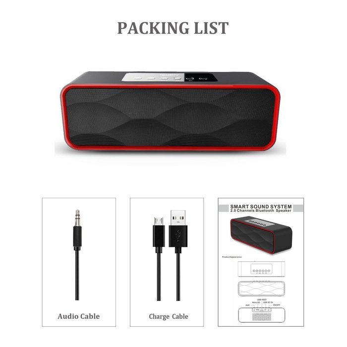 Portable Speakers, Basse Wireless Bluetooth Speaker with FM Radio, 2200mAh Battery, Hands-Free Calling Built-In... N8