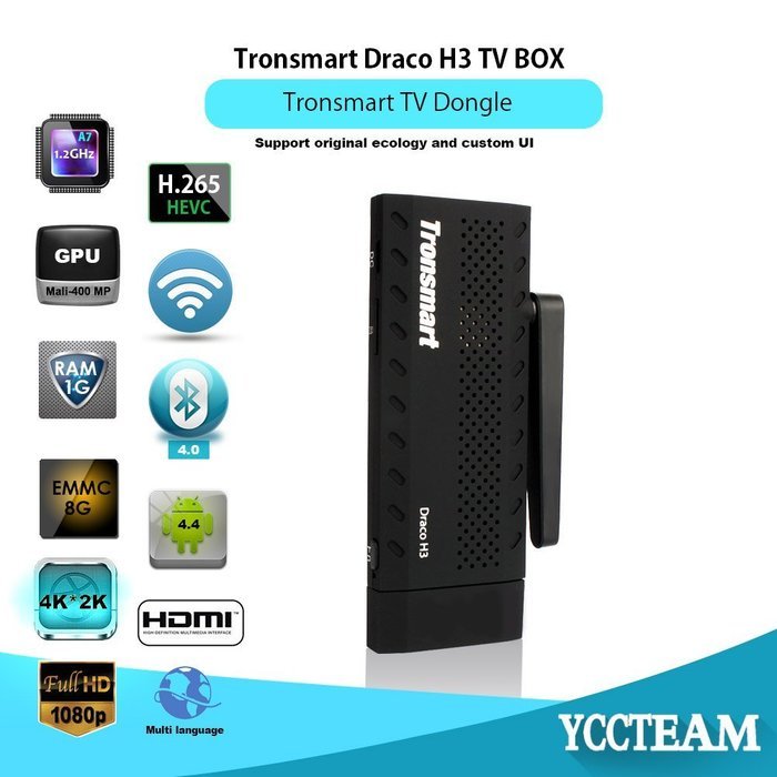 YCCTEAM Tronsmart H3 Quad-core Android 4.4 TV Dongle, DDR3 1GB Onboard Nand Flash 8GB, Support 4K, KODI 14.1,... N2