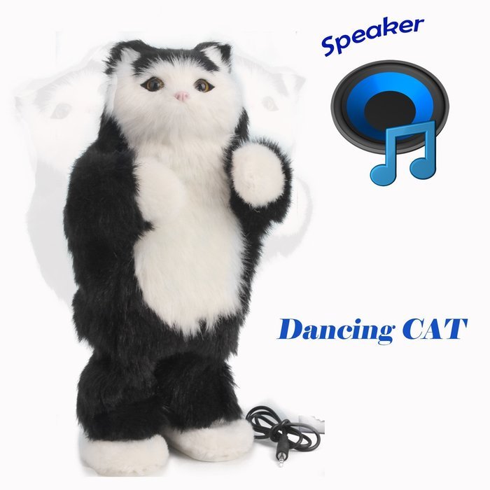 Thumbs up dancing cat speaker , toys Stands 12"Tall,Soft Toy Speaker compatible with PC, tablet , iPhone, iPod... N3