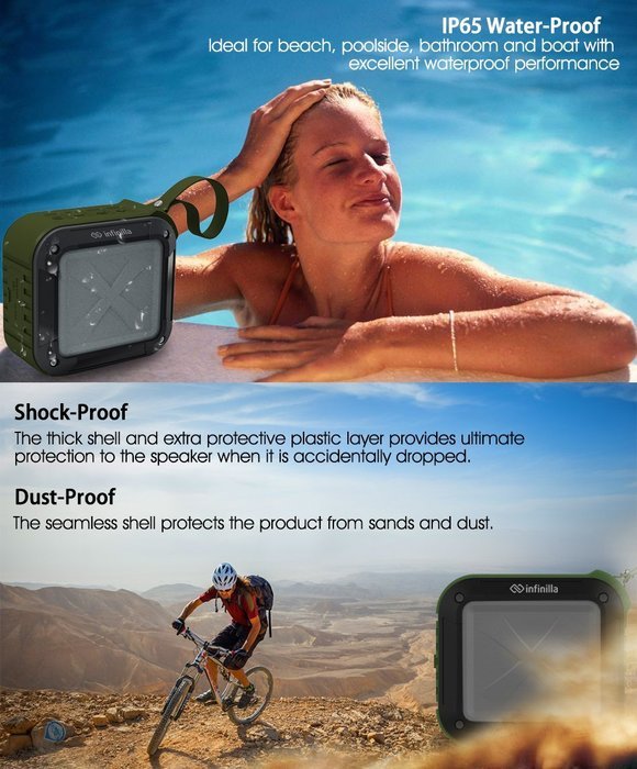 Infinilla IN-BS03 Waterproof Bluetooth Speaker, 4.1 Portable Outdoor and Shower Wireless Speakers/Super Bass/12... N11