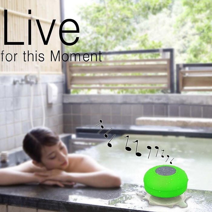 Waterproof Bluetooth Speakers , FULiYEAR Shower with Suction Cup & Mic Handsfree for Phone Call Green N2